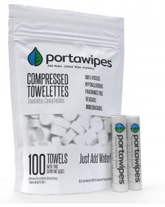 Portawipes Compressed Toilet Paper Tablet Coin Tissues - 100 Pack with 2 Carrying Cases ~ IN STOCK